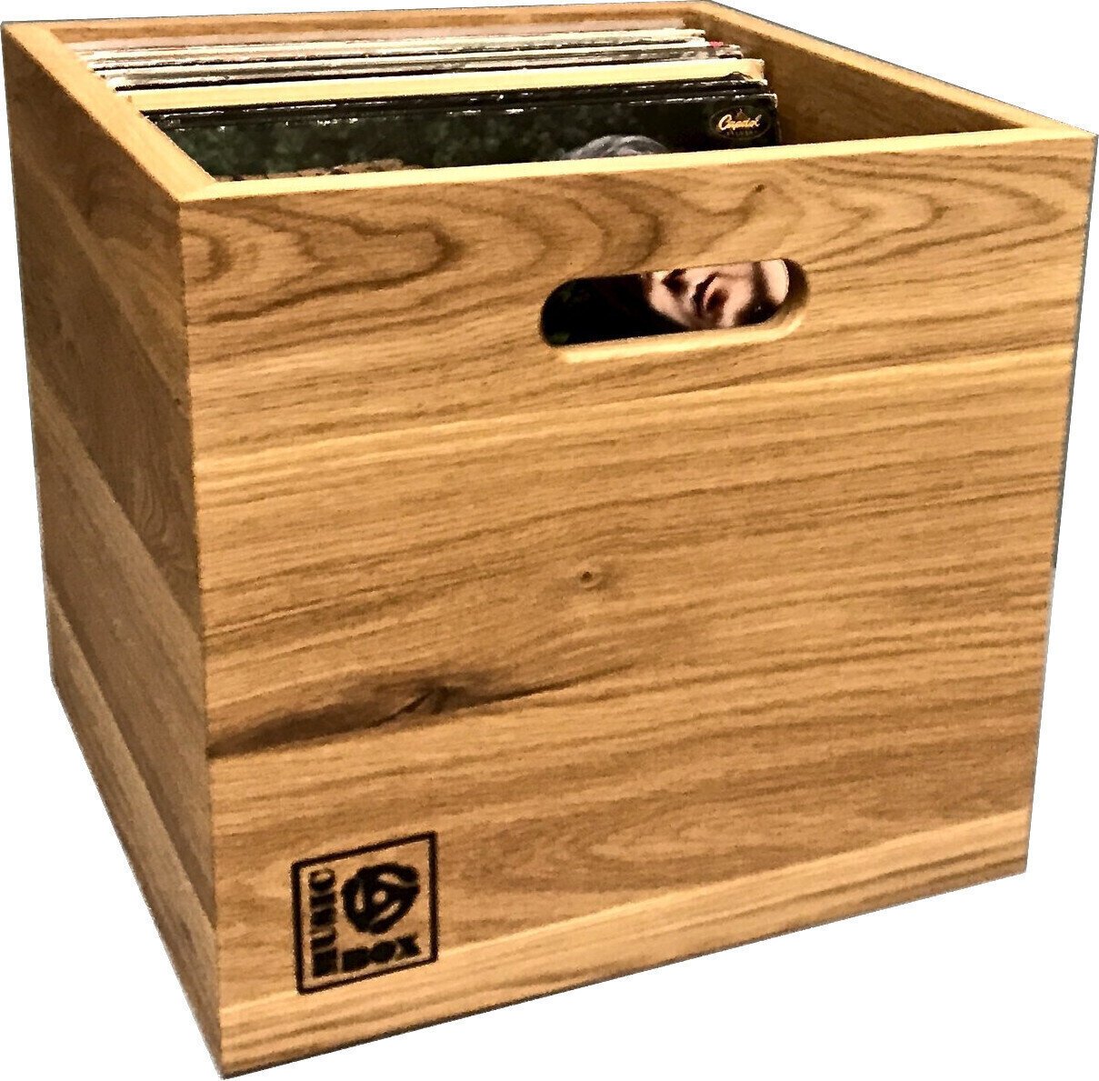 Caixa de discos de vinil Music Box Designs Oiled Oak 12 Inch Vinyl Record Storage Box Caixa Caixa de discos de vinil