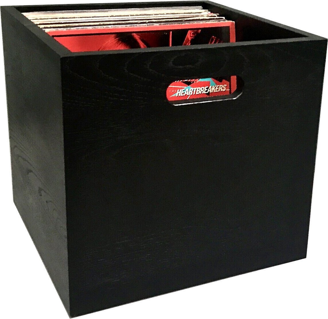 Boîte pour disques LP Music Box Designs "Black Magic" India Ink Colored Oak 12 inch Vinyl Storage Box La boîte Boîte pour disques LP