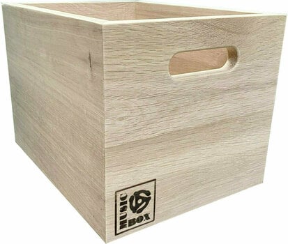 Caja de discos de vinilo Music Box Designs 7 inch Vinyl Storage Box- ‘Singles Going Steady' Natural Oak Caja Caja de discos de vinilo - 1