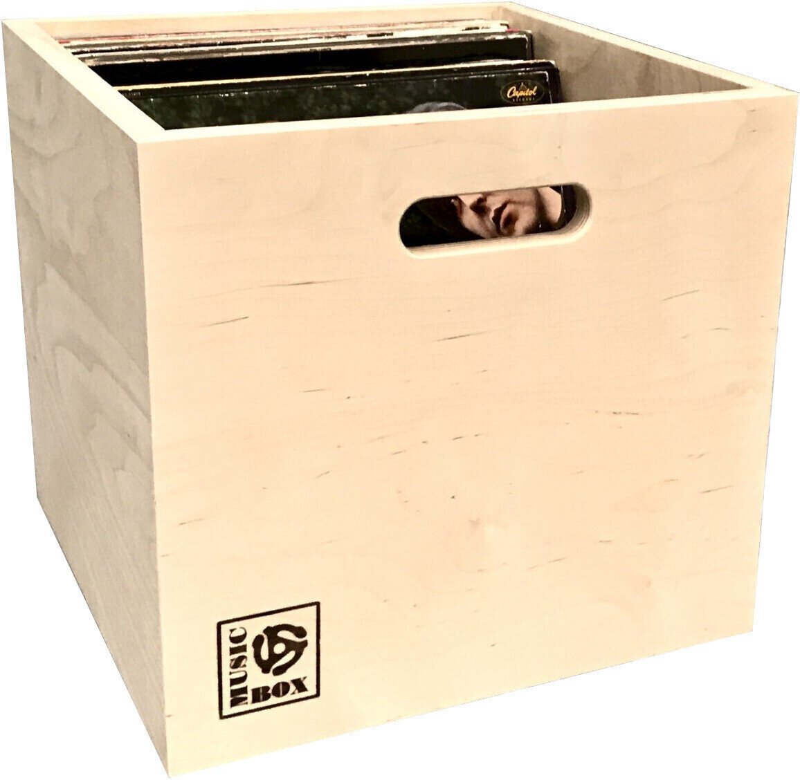 Škatla za vinilne plošče Music Box Designs Birch Plywood LP Storage Box