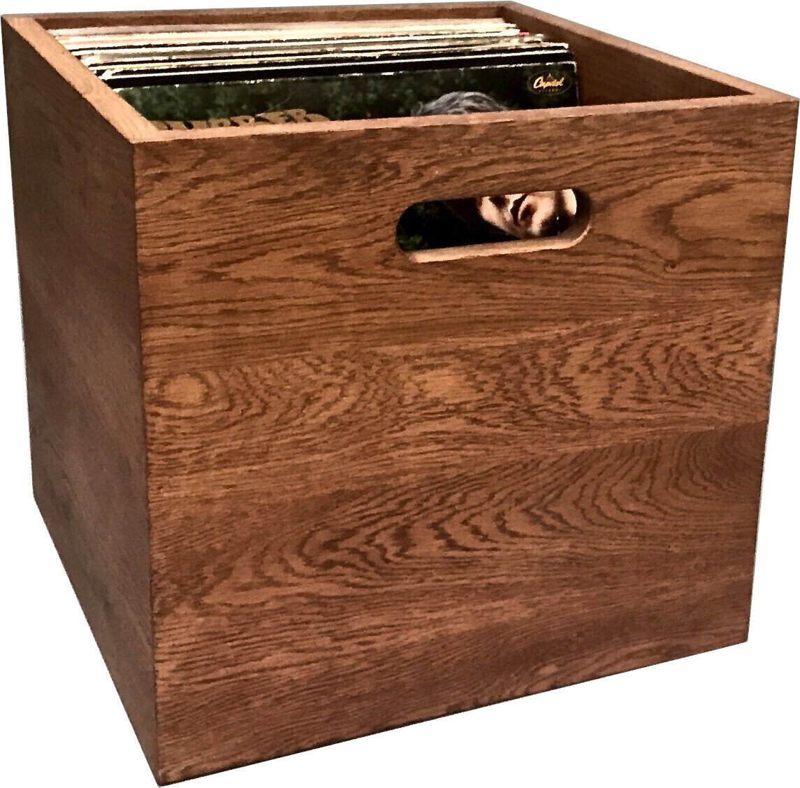 Caja de discos de vinilo Music Box Designs A Whole Lotta Rosewood (oiled)- 12 Inch Oak Vinyl Record Storage Box Caja Caja de discos de vinilo