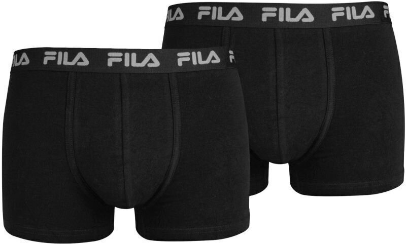 Sous-vêtements de sport Fila FU5004 Man Boxer 2-Pack Black/Black M Sous-vêtements de sport