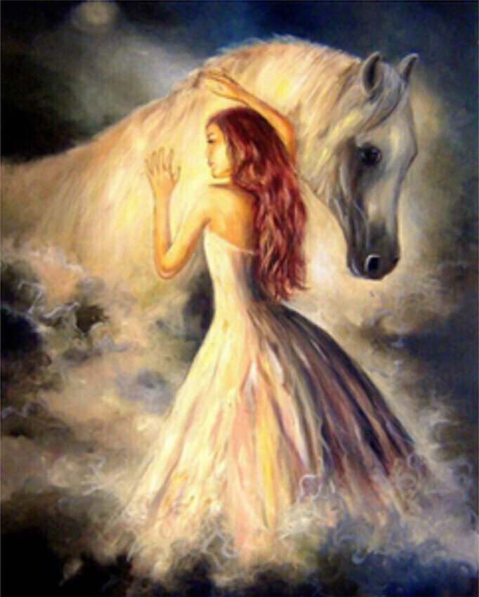 Рисуване по номера Gaira Мозайка Момиче с кон