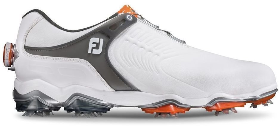 Calçado de golfe para homem Footjoy Tour-S BOA Mens Golf Shoes White/Dark Grey US 10