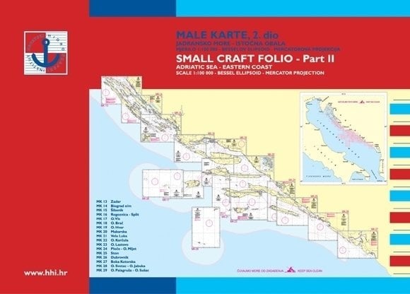 Merenkulun luotsikirja, merikartta HHI Male Karte Jadransko More/Small Craft Folio Adriatic Sea Eastern Coast Part 2
