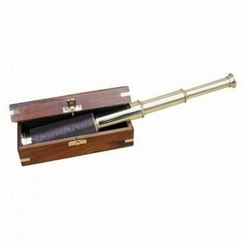 Marine Geschenkartikel Sea-Club Telescope brass with leather handle in wooden box - 1