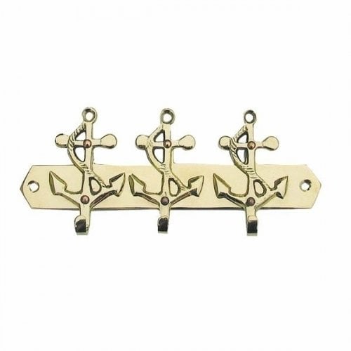 Obeski za ključe Sea-Club Keyholder 3 anchors - brass