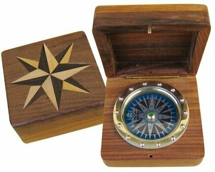 Messing Kompass, Sextant Sea-Club Compass in wood - 1