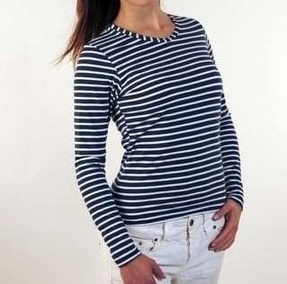 T-Shirt Sailor Breton Long Sleeve T-Shirt Blue-White XL