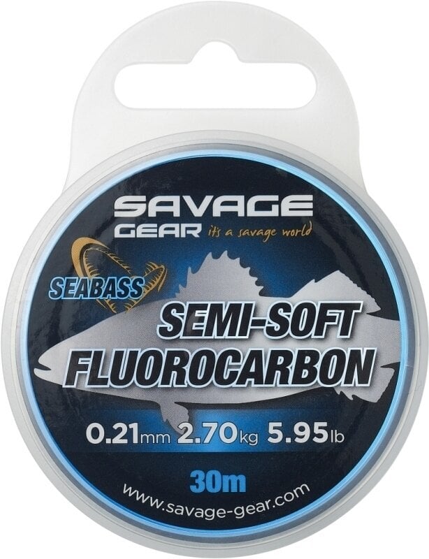 Vlasec, šňůra Savage Gear Semi-Soft Fluorocarbon SEABASS Číra 0,35 mm 6,72 kg 30 m