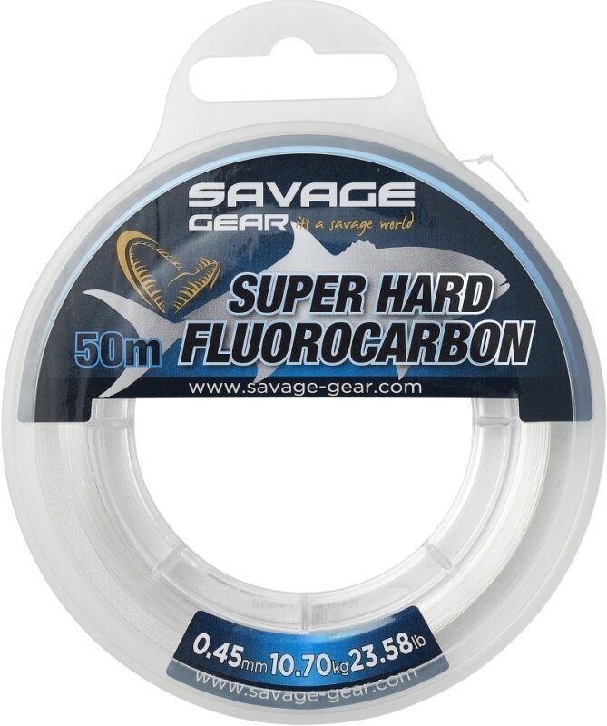 Vlasec, šňůra Savage Gear Super Hard Fluorocarbon Číra 0,55 mm 15,90 kg 50 m Vasec