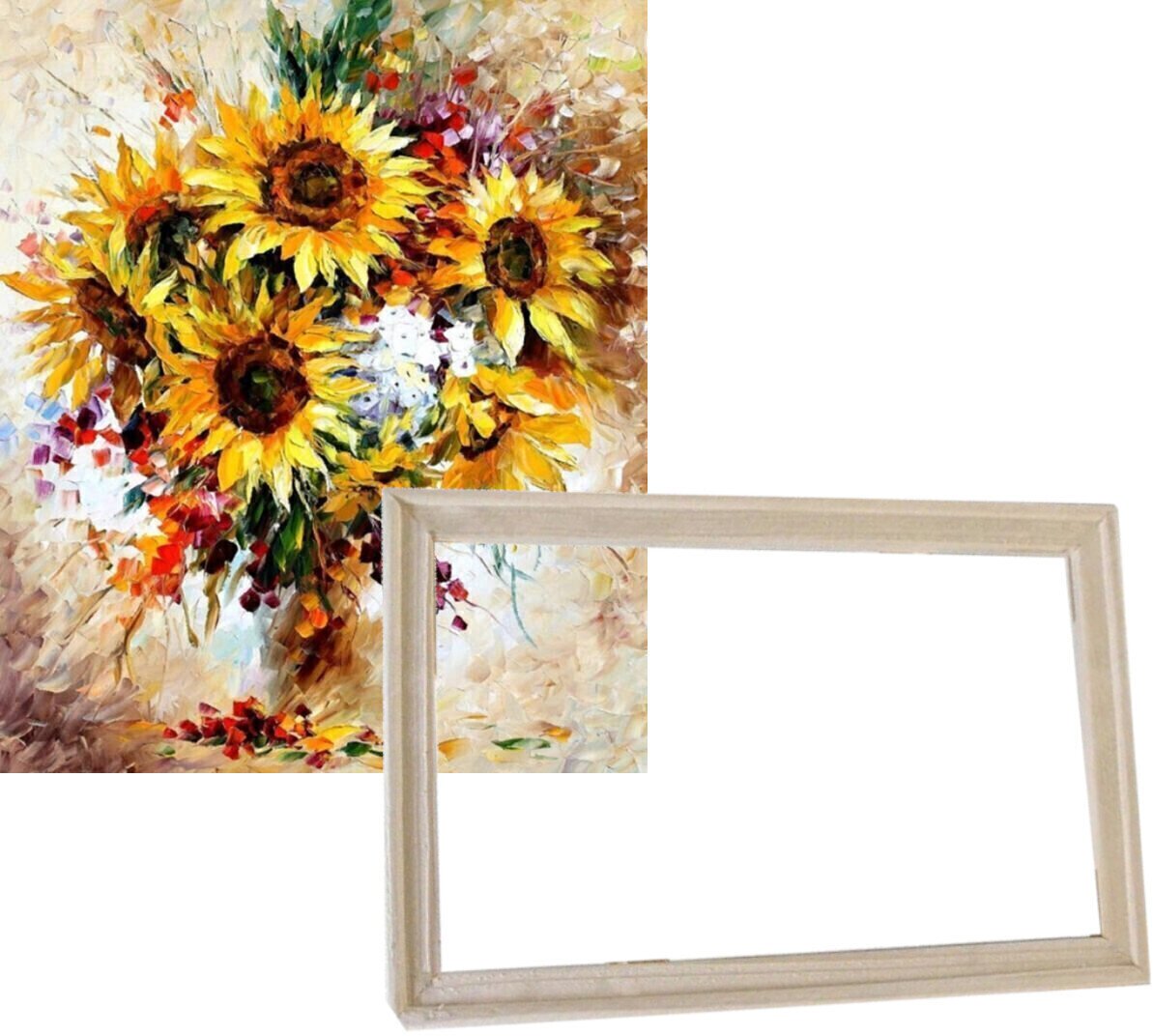 Painting by Numbers Gaira With Frame Without Stretched Canvas Sunflowers in a Vase