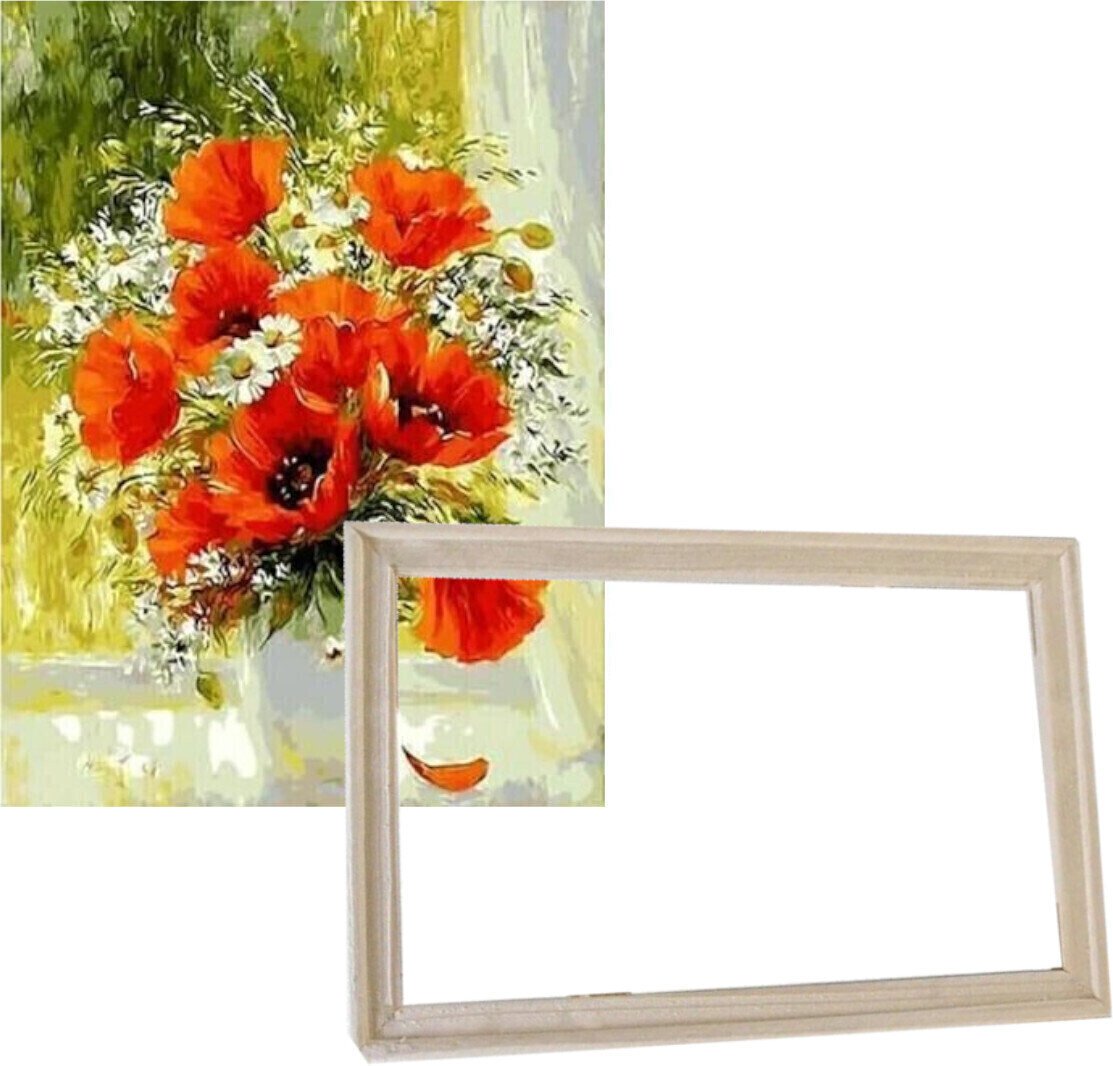 Painting by Numbers Gaira With Frame Without Stretched Canvas Poppies 1