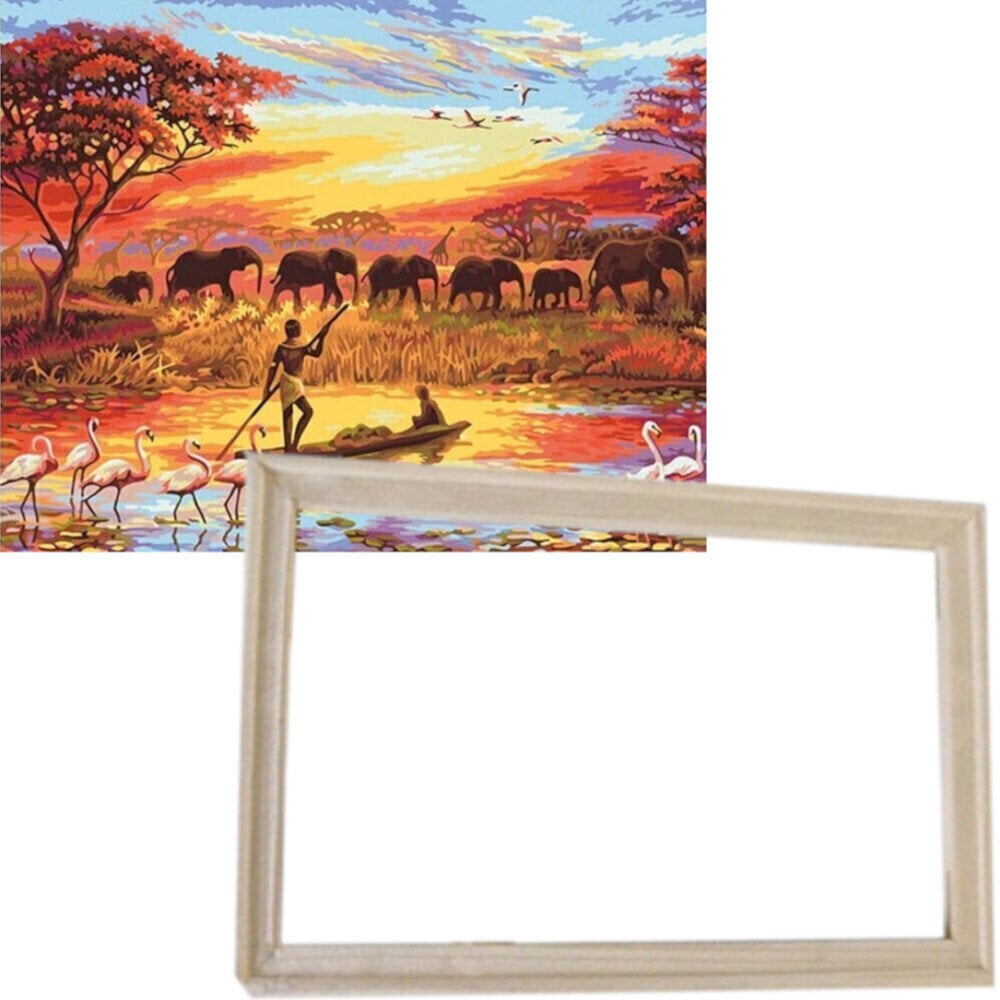 Ζωγραφική με Αριθμούς Gaira With Frame Without Stretched Canvas Africa