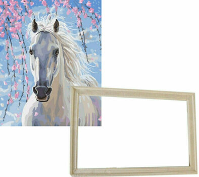 Schilderen op nummer Gaira With Frame Without Stretched Canvas White Horse - 1