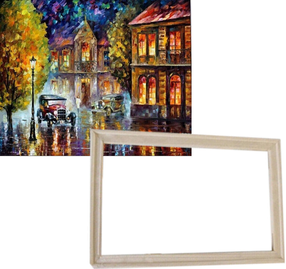 Målning med siffror Gaira With Frame Without Stretched Canvas Rainy Street 1