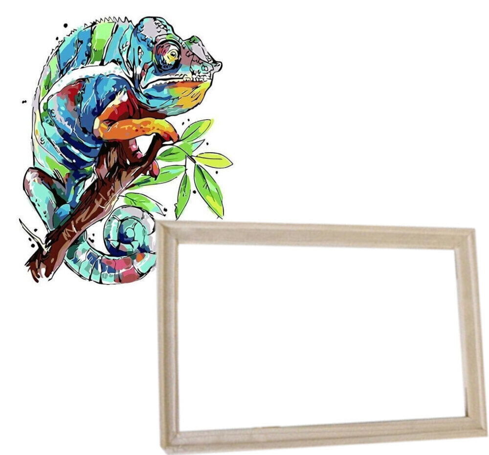 Painting by Numbers Gaira With Frame Without Stretched Canvas Chameleon