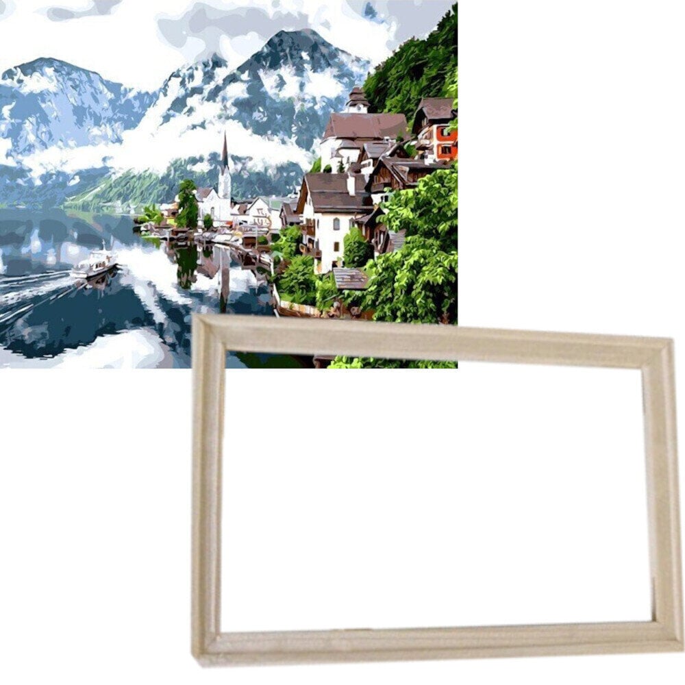Maling efter tal Gaira With Frame Without Stretched Canvas Lake Hallstatt