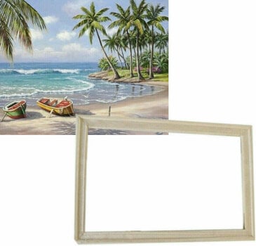 Painting by Numbers Gaira With Frame Without Stretched Canvas Boats on the Beach - 1