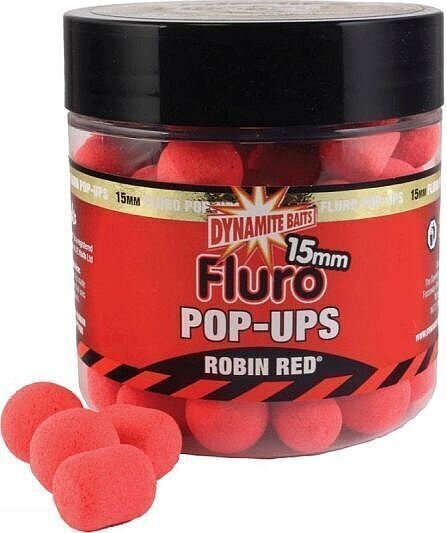 Boilies flutuantes Dynamite Baits Fluro 15 mm Robin Red Boilies flutuantes