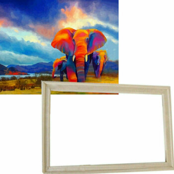 Maalaa numeroiden mukaan Gaira With Frame Without Stretched Canvas Elephant 3 - 1