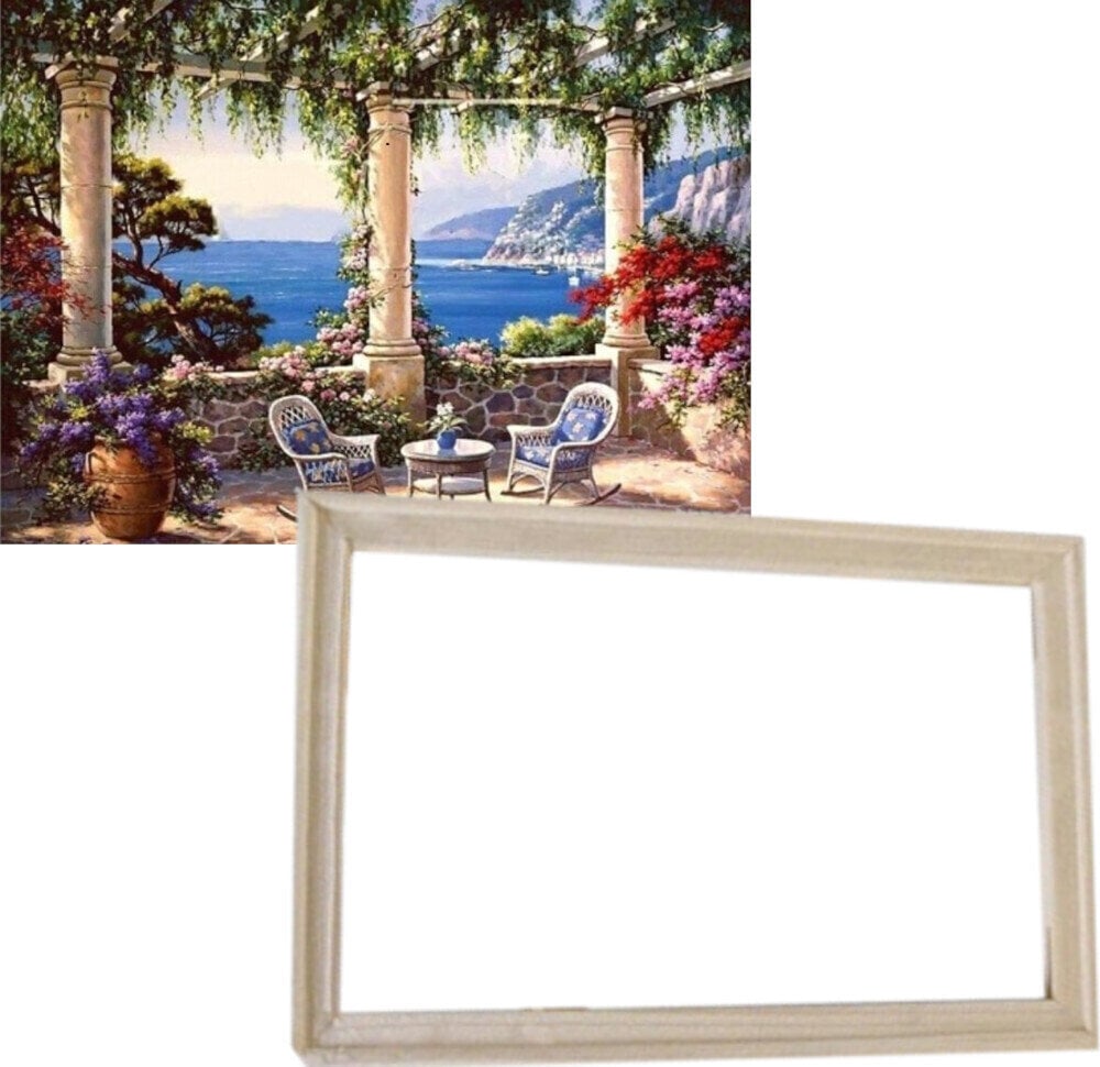 Maling efter tal Gaira With Frame Without Stretched Canvas Terrace above the Sea