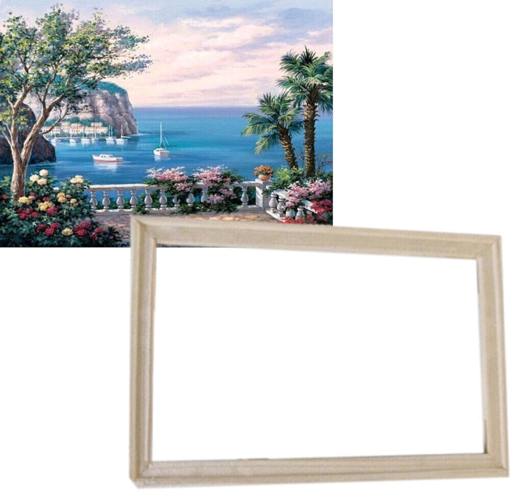 Pintura por números Gaira With Frame Without Stretched Canvas Terrace above the Harbor