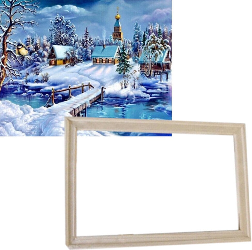 Painting by Numbers Gaira With Frame Without Stretched Canvas Winter in the Village