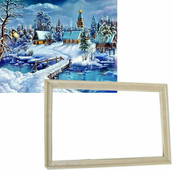 Schilderen op nummer Gaira With Frame Without Stretched Canvas Winter in the Village - 1