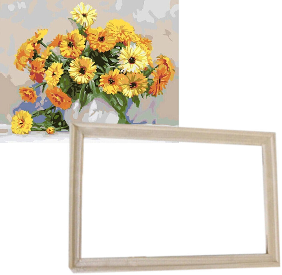 Maalaa numeroiden mukaan Gaira With Frame Without Stretched Canvas Yellow Bouquet