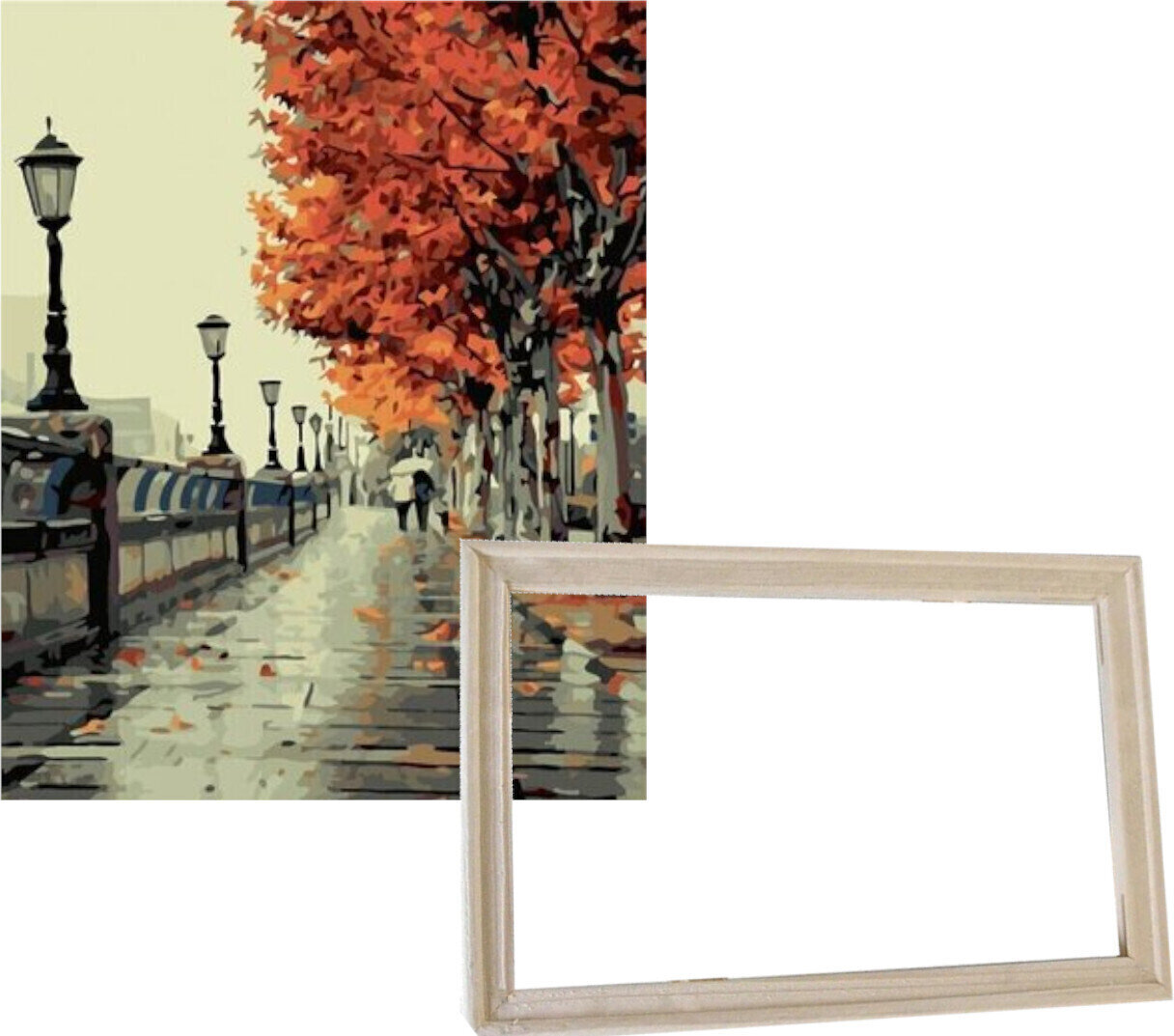 Schilderen op nummer Gaira With Frame Without Stretched Canvas Autumn Promenade