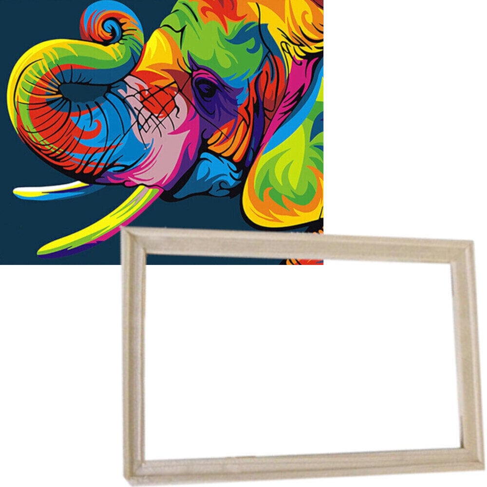 Maalaa numeroiden mukaan Gaira With Frame Without Stretched Canvas Elephant 1
