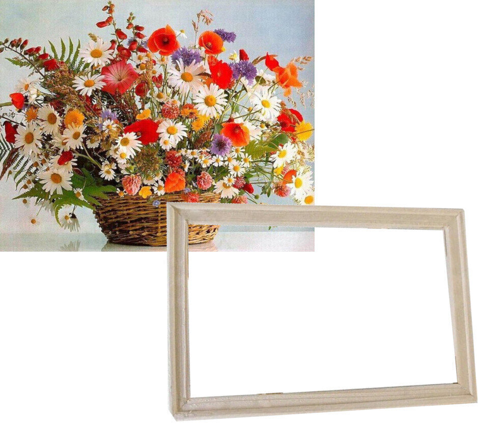 Painting by Numbers Gaira With Frame Without Stretched Canvas Basket of Flowers