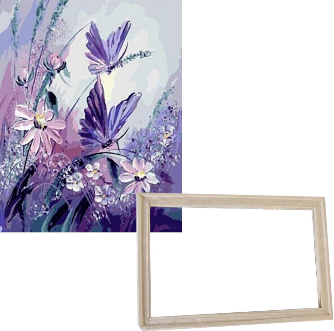 Painting by Numbers Gaira With Frame Without Stretched Canvas Butterflies on Flowers