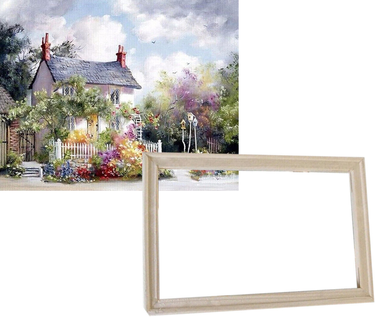 Painting by Numbers Gaira With Frame Without Stretched Canvas House With a Garden