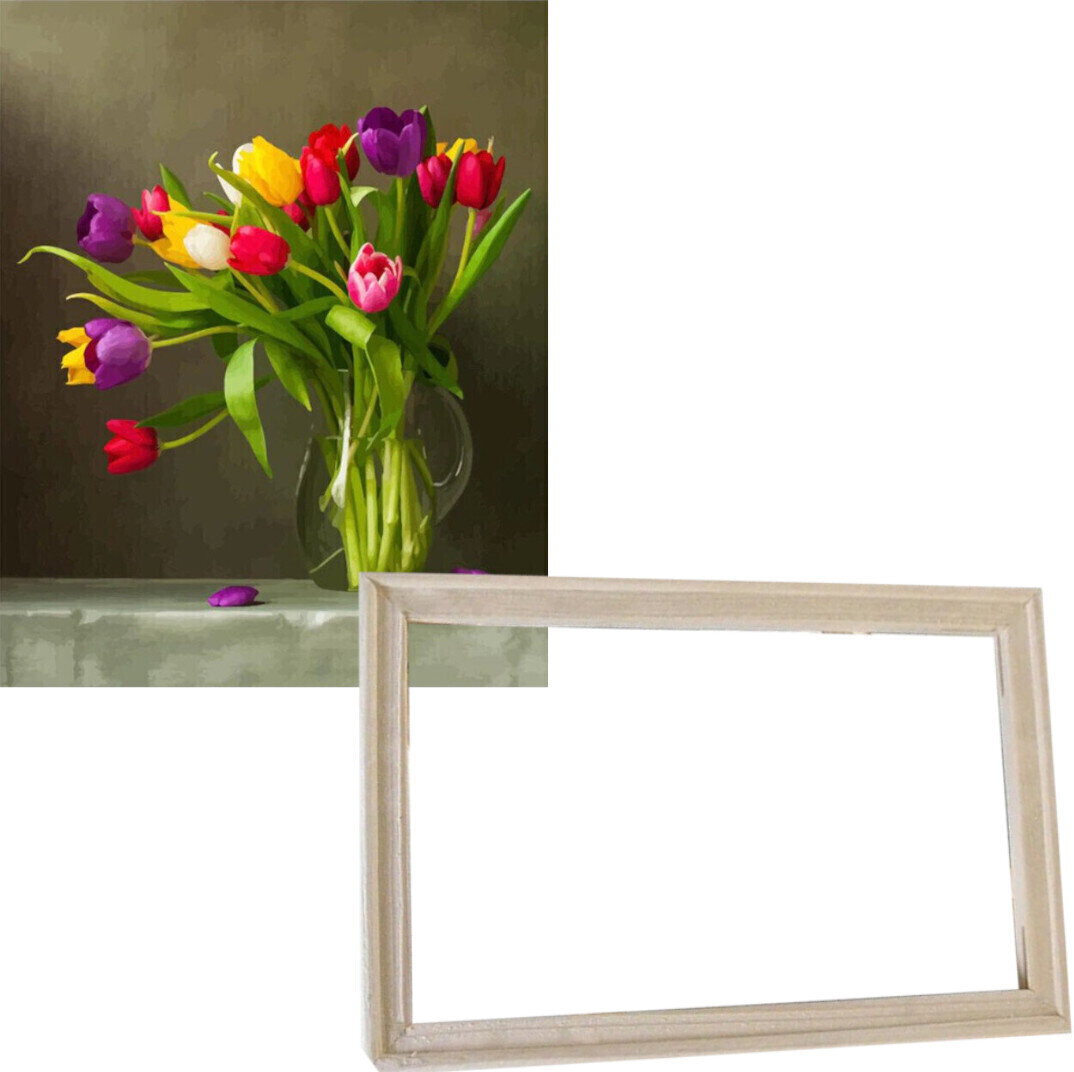 Maalaa numeroiden mukaan Gaira With Frame Without Stretched Canvas Tulips