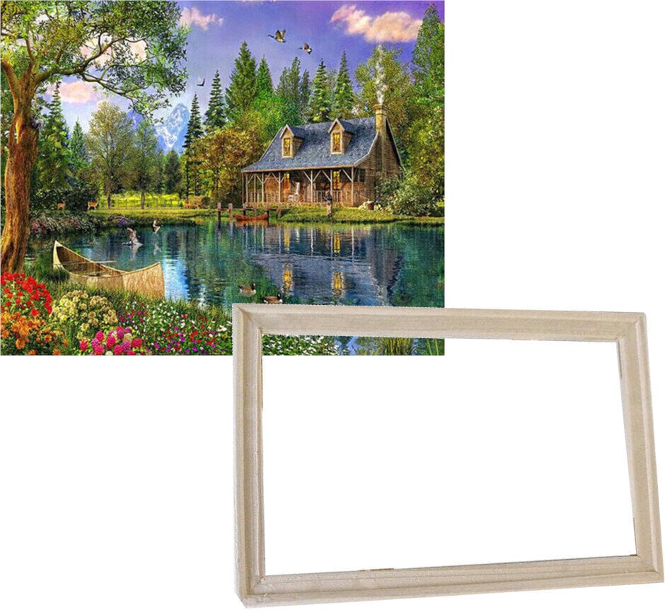 Pintura por números Gaira With Frame Without Stretched Canvas Boat on the Lake