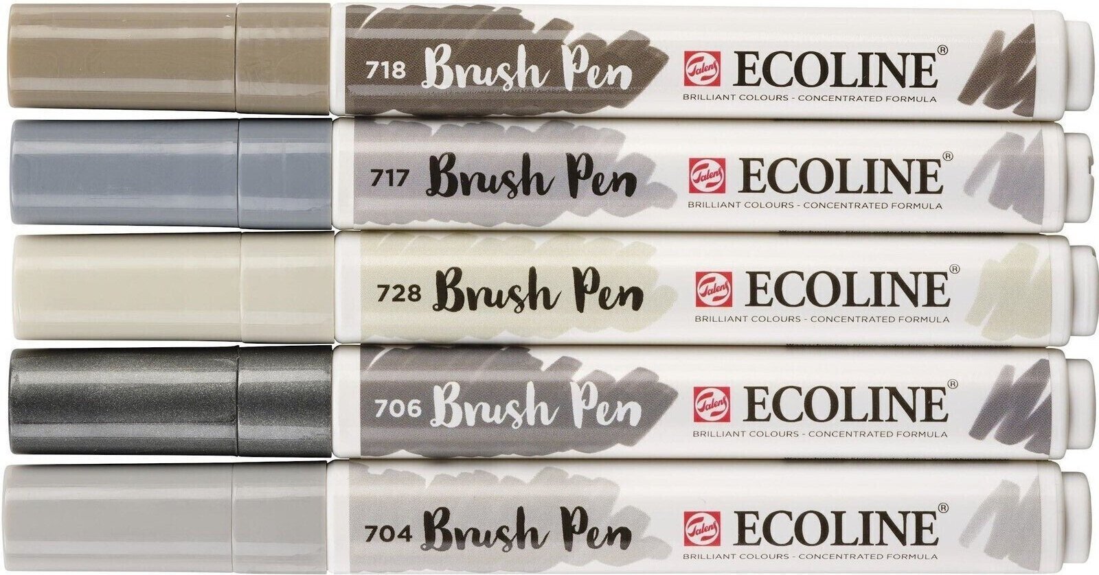 Markeerstift Ecoline Brushpen Brush Pen Grey 5 pcs
