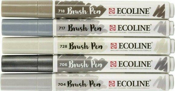 Markeerstift Ecoline Brushpen Brush Pen Grey 5 pcs - 1