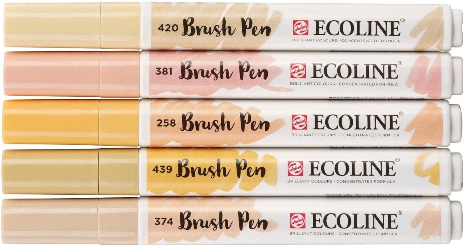 Popisovač Ecoline Brush pen X6 Akvarelové pera Beige Pink 5 ks