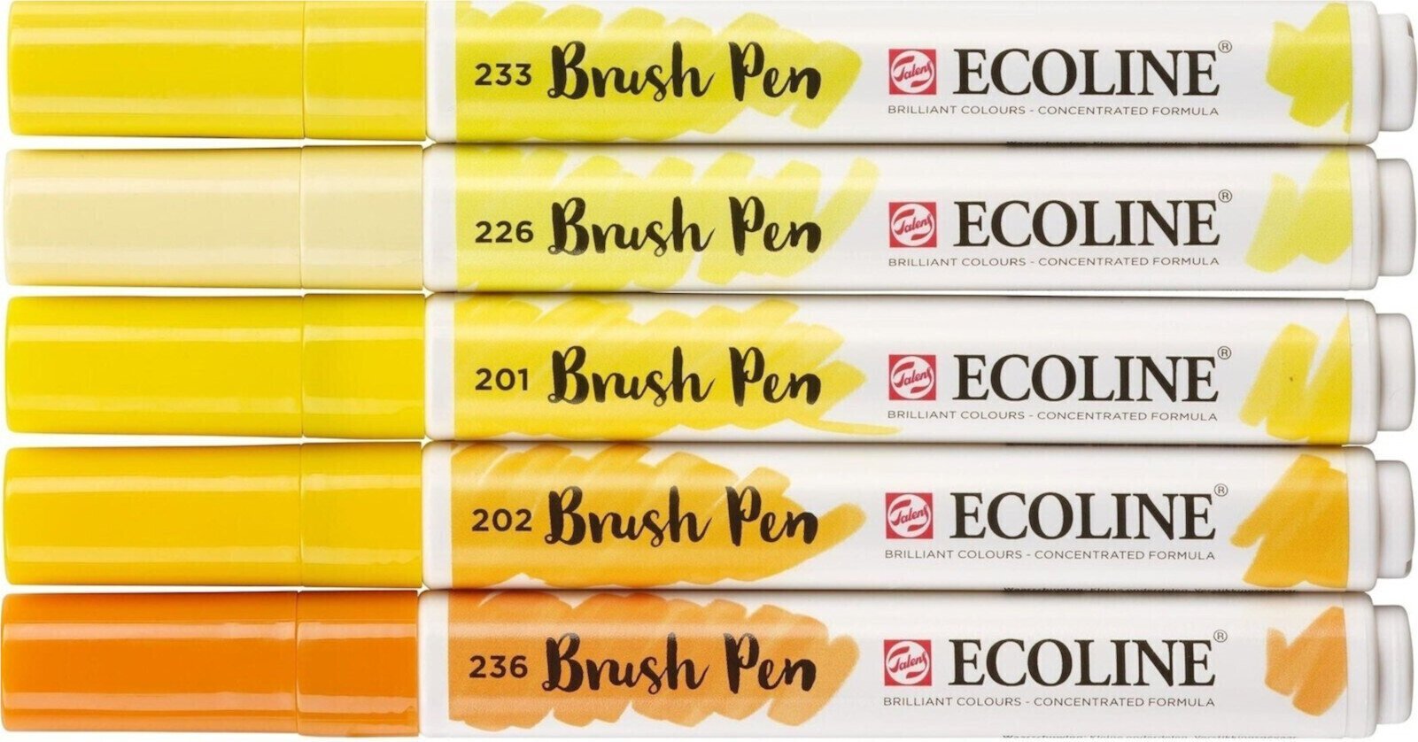 Markeerstift Ecoline Brushpen Brush Pen Yellow 5 pcs