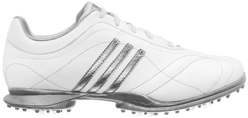 Calzado de golf de mujer Adidas Signature Natalie 2 Womens Golf Shoes White/Silver UK 6