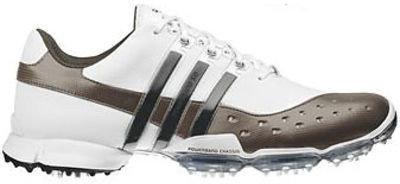 Calçado de golfe para homem Adidas Powerband 3.0 Mens Golf Shoes White/Brown UK 10