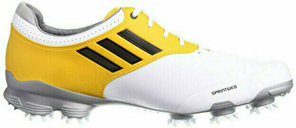 Calçado de golfe para homem Adidas Adizero Tour Mens Golf Shoes White/Yellow UK 10,5 - 1
