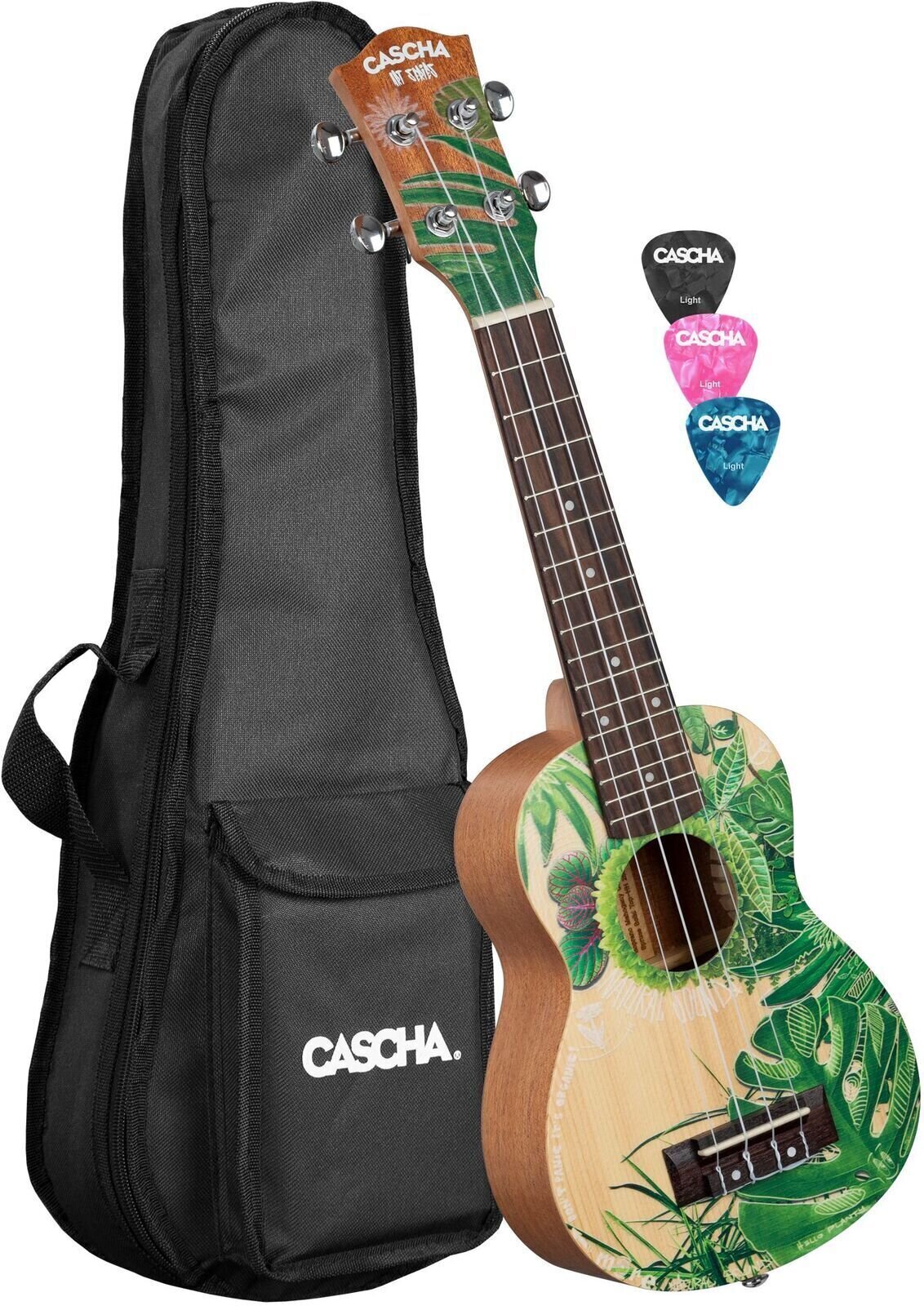 Sopránové ukulele Cascha HH 2602 Art Series Sopránové ukulele Leafy