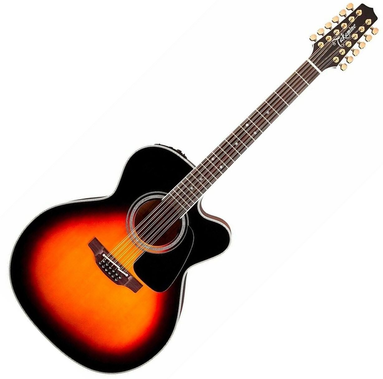 12-snarige elektrisch-akoestische gitaar Takamine P6JC-12 Brown Sunburst
