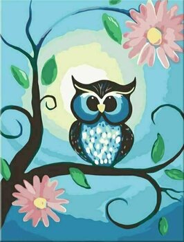 Målning med siffror Zuty Målning med siffror Blue Owl And Flowers - 1
