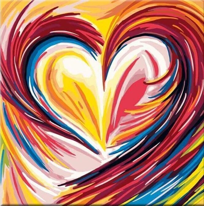 Målning med siffror Zuty Målning med siffror Rainbow Painted Heart