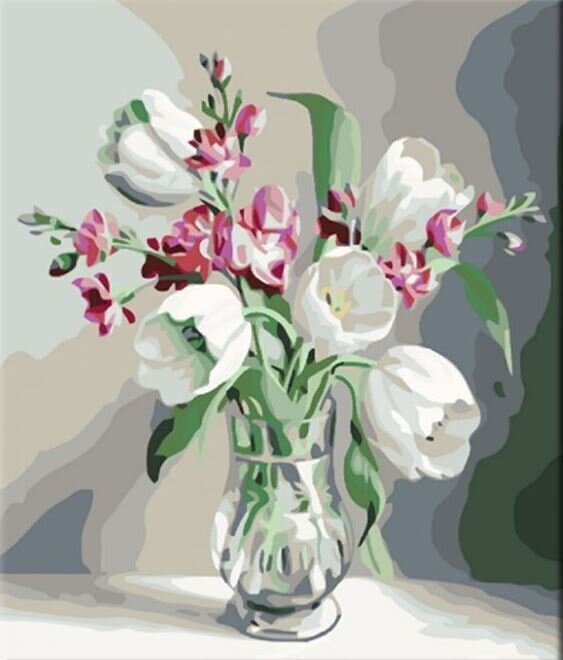 Maľovanie podľa čísel Zuty Maľovanie podľa čísiel Biele tulipány