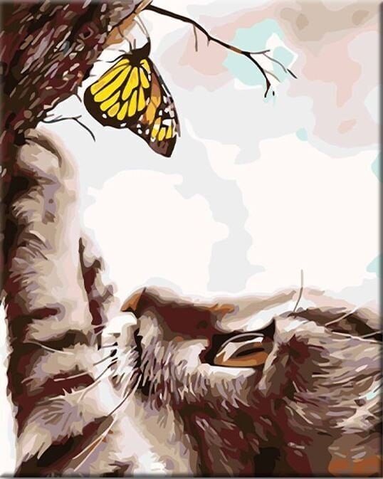 Живопис Zuty Мозайка Коте с пеперуда